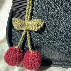 Deep Cherry Red Handmade Crochet Keychain